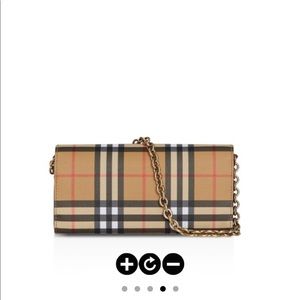Burberry Vintage Check & Leather Wallet w/Chain